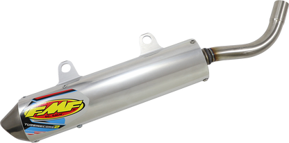 FMF Turbinecore 2 muffler with spark arrestor canister and stainless steel end cap, designed for off-road motorcycles.