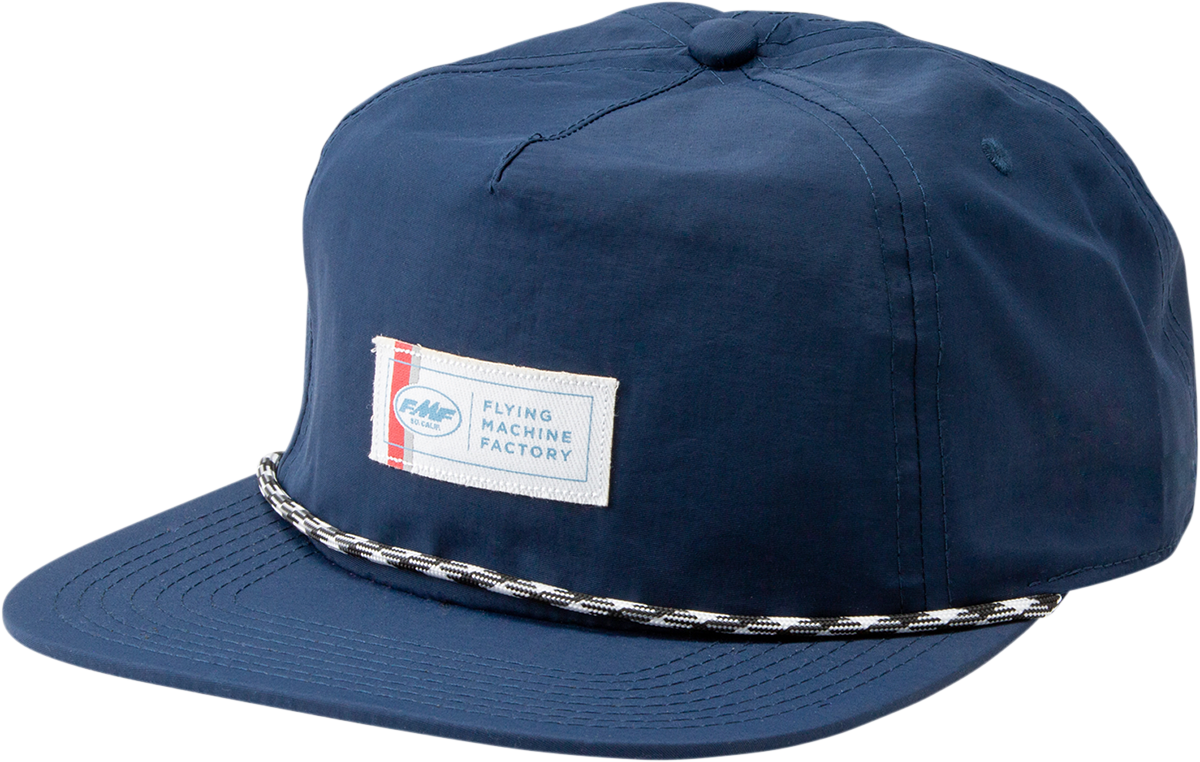 FMF Slacker hat in navy with braided cord trim and patch logo, showcasing a casual, stylish cap with adjustable fit.