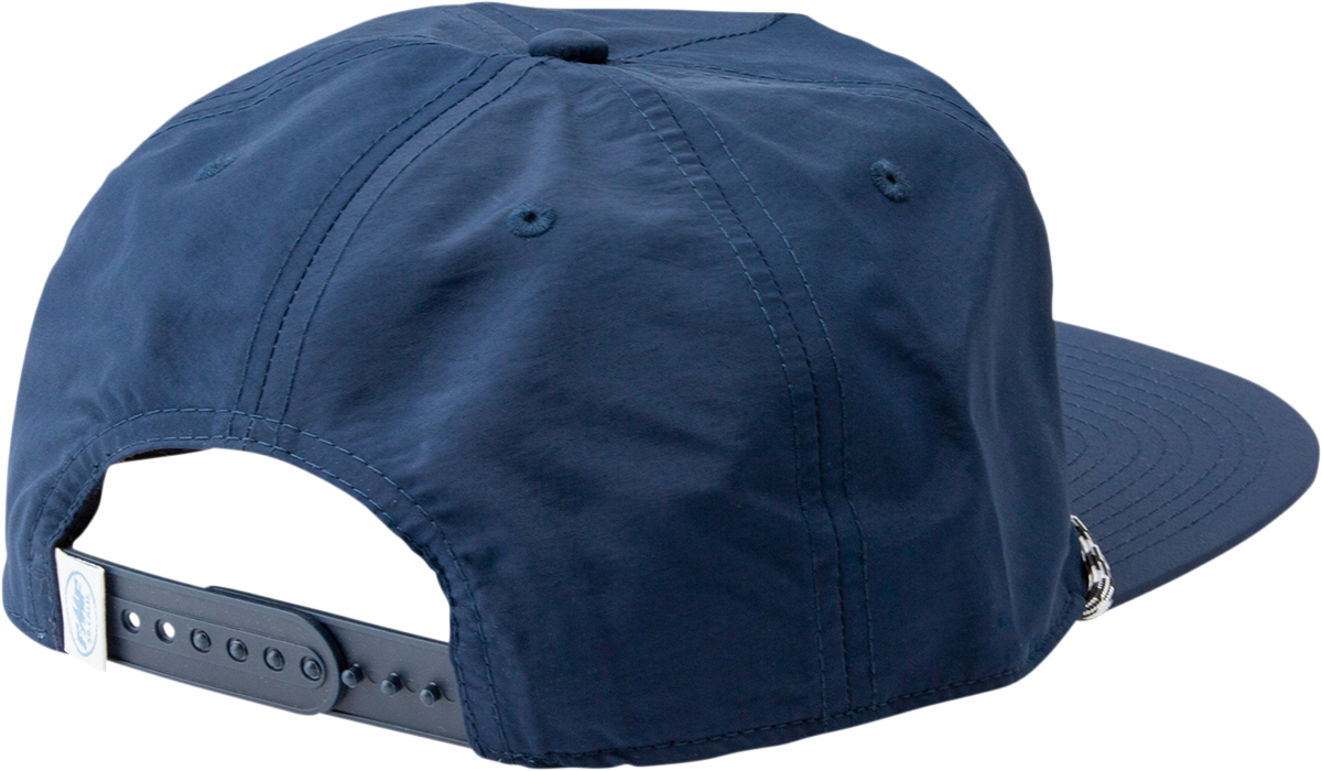 FMF Slacker hat in navy with braided cord trim and patch logo, showing the stylish casual hat design.