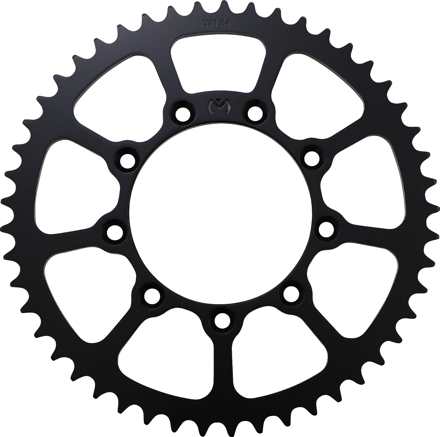 MOOSE OFFROAD 49-tooth rear sprocket for TM 1210-520TM-49ST motorcycle, showing the gear's metal teeth and design.