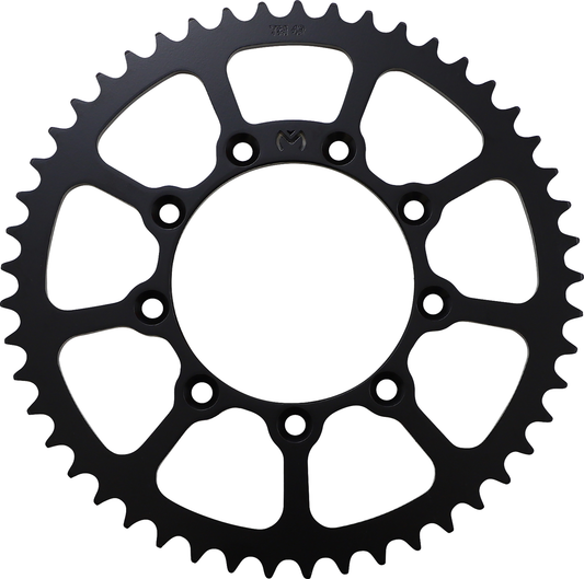 MOOSE OFFROAD 49-tooth rear sprocket for TM 1210-520TM-49ST motorcycle, showing the gear's metal teeth and design.