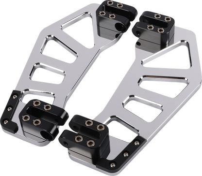 THRASHIN SUPPLY CO. Apex Chrome Floorboards for Harley-Davidson Touring Models, TSC-2211-3, showing shiny chrome finish and mounting details.