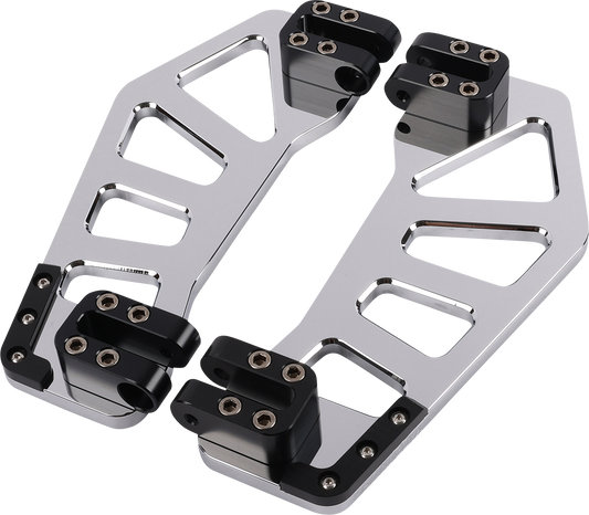 THRASHIN SUPPLY CO. Apex Chrome Floorboards for Harley-Davidson Touring Models, TSC-2211-3, showing shiny chrome finish and mounting details.