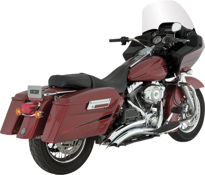 VANCE & HINES Big Radius chrome exhaust system for motorcycles, featuring polished chrome finish and dual exhaust pipes.