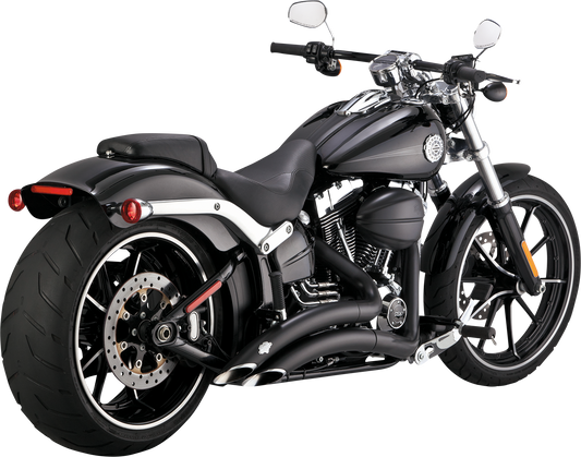 Vance & Hines Big Radius exhaust system in black with PCX™ technology, featuring chrome tips and mounting hardware.