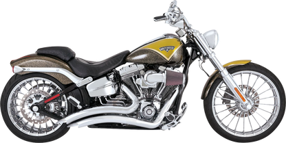 Vance & Hines Big Radius exhaust system with chrome finish, showing the curved pipes and sleek metal design.