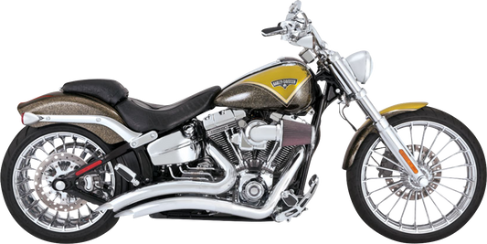 Vance & Hines Big Radius exhaust system with chrome finish, showing the curved pipes and sleek metal design.