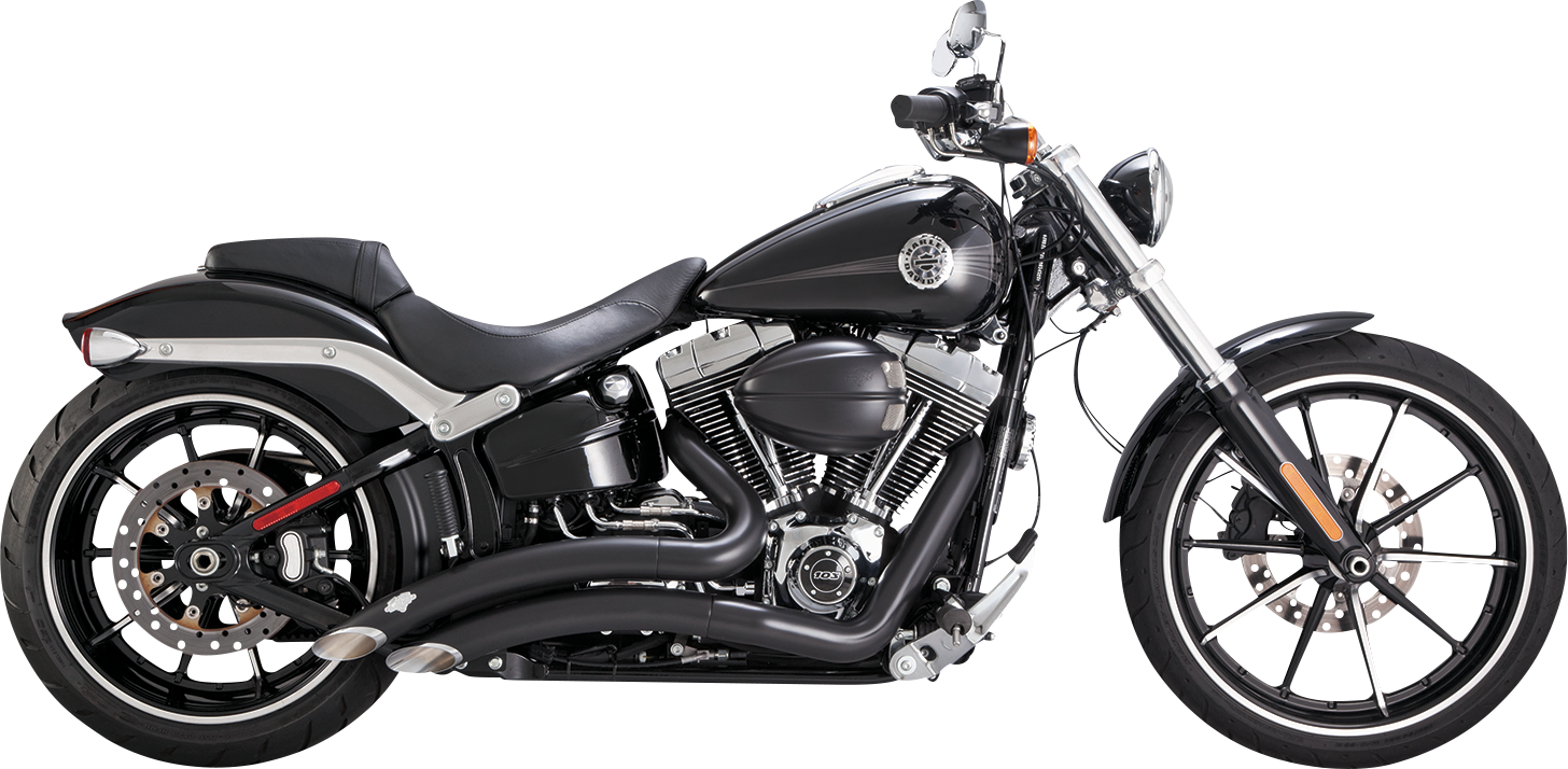 VANCE & HINES Big Radius exhaust system in black with PCX™ technology, featuring curved pipes and chrome accents.