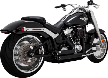 Vance & Hines Shortshots Staggered Exhaust System in matte black with PCX technology for motorcycle performance and style.