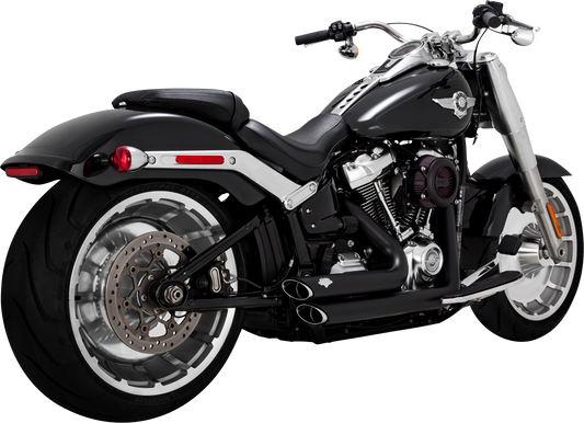 Vance & Hines Shortshots Staggered Exhaust System in matte black with PCX technology for motorcycle performance and style.