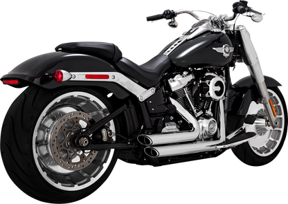 Vance & Hines Shortshots Staggered Chrome Exhaust System for motorcycles, featuring chrome finish and compact design