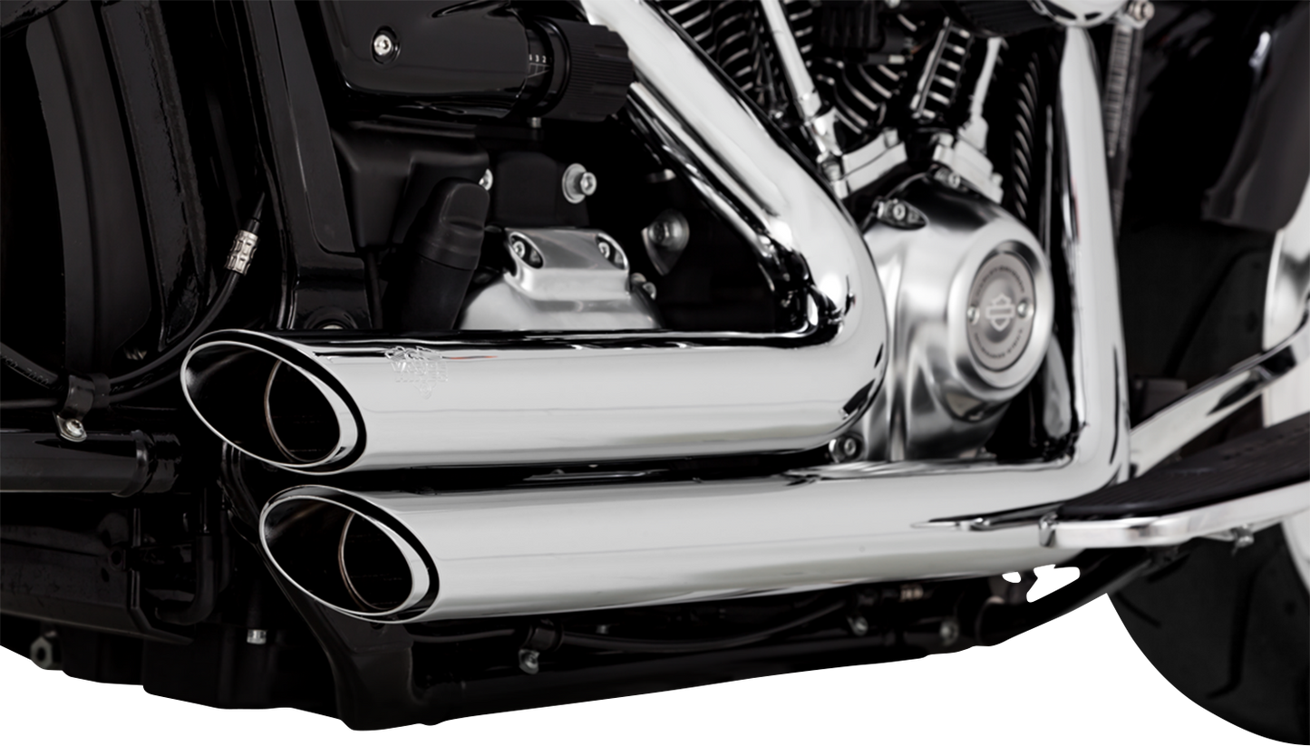 Vance & Hines Shortshots Staggered Exhaust System with chrome finish on a motorcycle.
