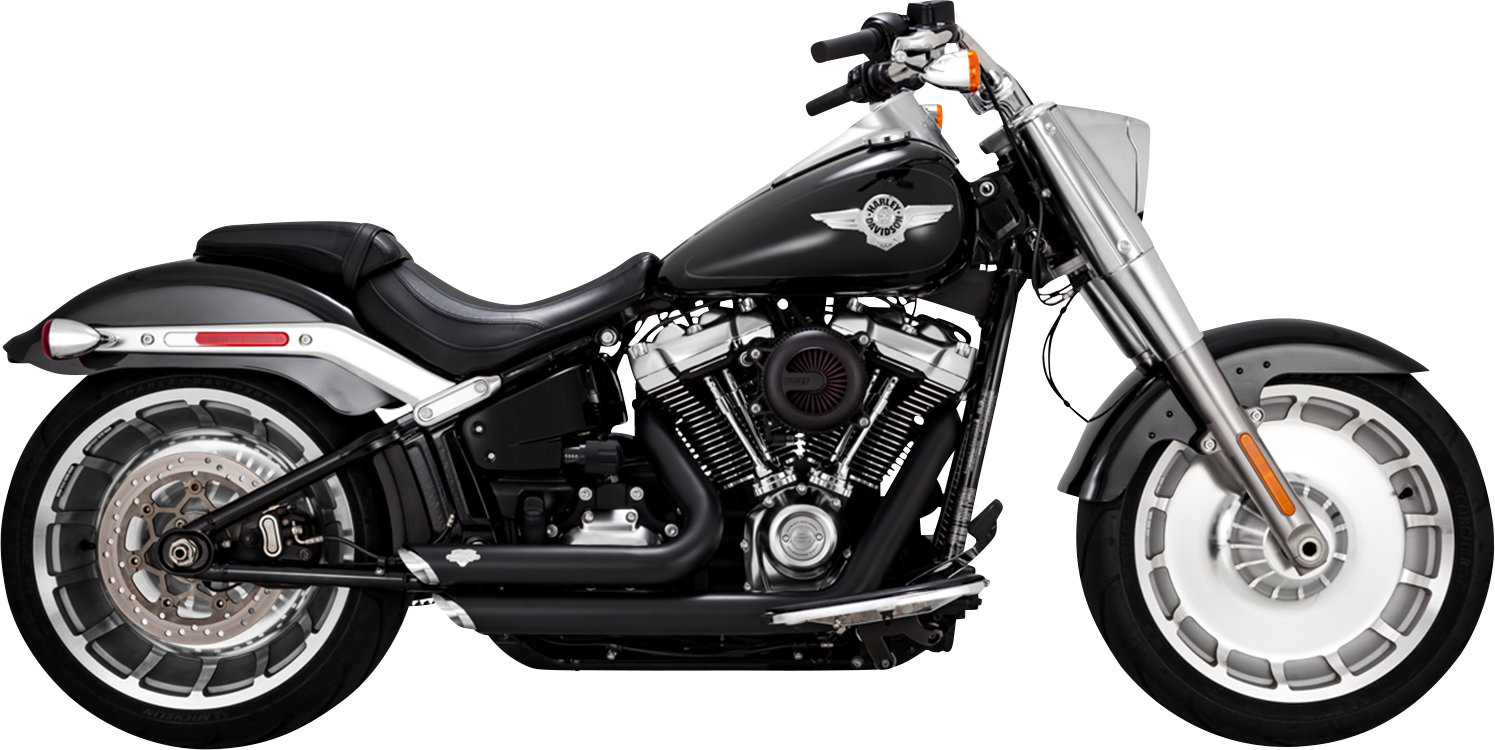 VANCE & HINES Shortshots Staggered Exhaust System with PCX Technology in matte black, showing the sleek motorcycle exhaust design.