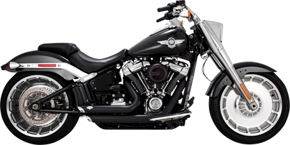 VANCE & HINES Shortshots Staggered Exhaust System with PCX Technology in matte black, showing the sleek motorcycle exhaust design.