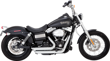 Vance & Hines Shortshots Staggered exhaust system with chrome finish, motorcycle mufflers with sleek, polished appearance.