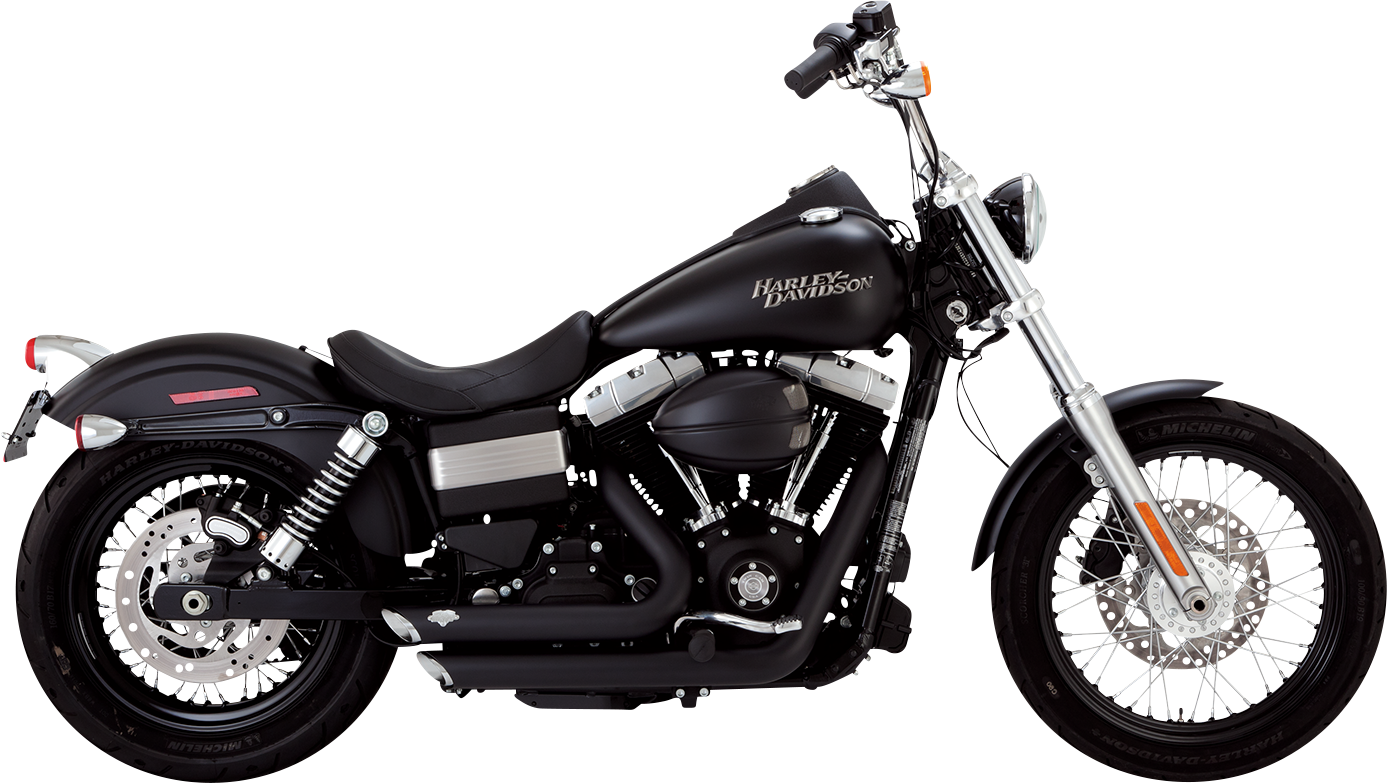 VANCE & HINES Shortshots Staggered Exhaust System with PCX Technology in matte black for motorcycles, showing the sleek exhaust pipes
