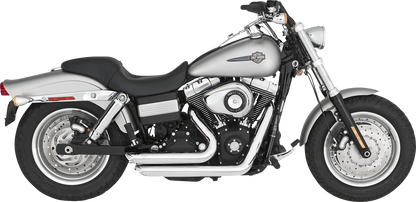 Chrome Vance & Hines Shortshots Staggered Exhaust System for motorcycles, featuring polished metal finish and dual exhaust pipes.