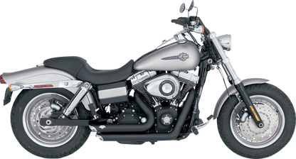 VANCE & HINES Shortshots Staggered Exhaust System with PCX™ Technology in matte black, showcasing dual pipes and exhaust tips.