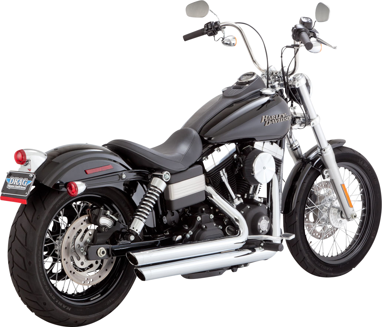 VANCE & HINES, Vance & Hines Big Shots Staggered Exhaust System for Harley Davidson - Chrome (Part #17338)