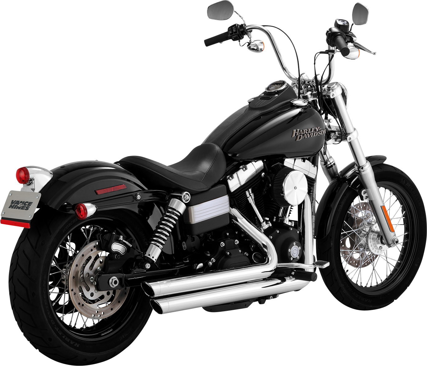 VANCE & HINES, Vance & Hines Big Shots Staggered Exhaust System for Harley Davidson - Chrome (Part #17338)