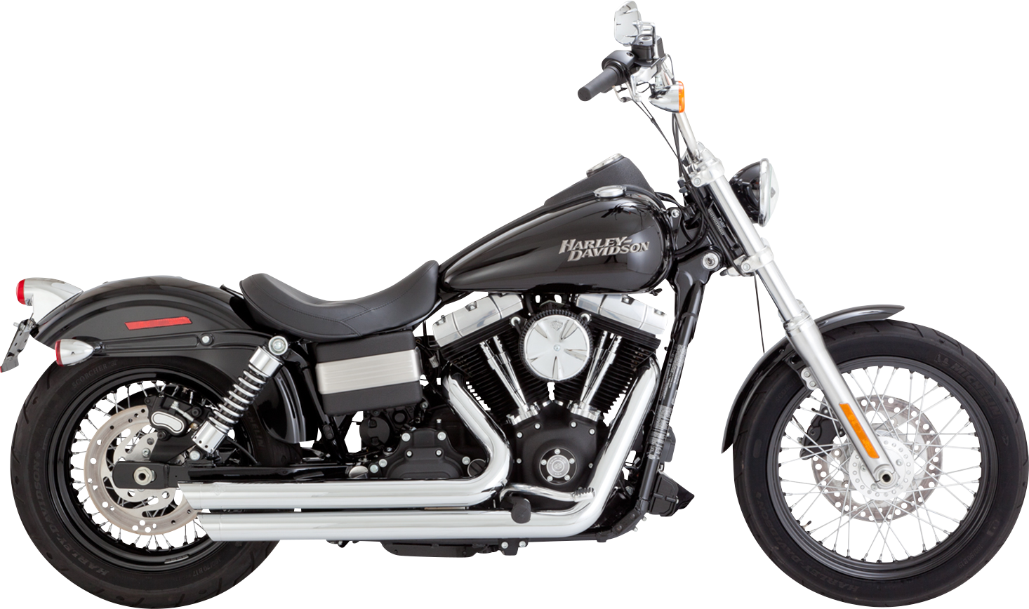 VANCE & HINES, Vance & Hines Big Shots Staggered Exhaust System for Harley Davidson - Chrome (Part #17338)