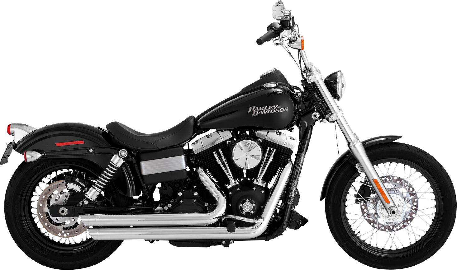 VANCE & HINES, Vance & Hines Big Shots Staggered Exhaust System for Harley Davidson - Chrome (Part #17338)