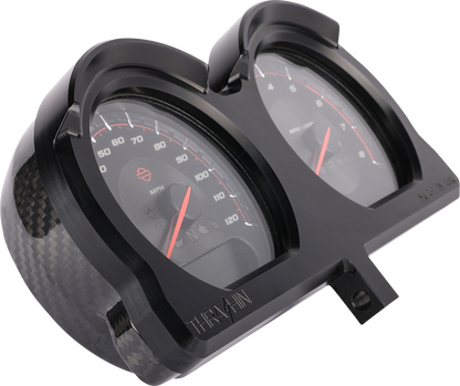 Black gauge relocation kit by THRASHIN SUPPLY CO. with mounting hardware and instructions, part number TSC-2707-1.
