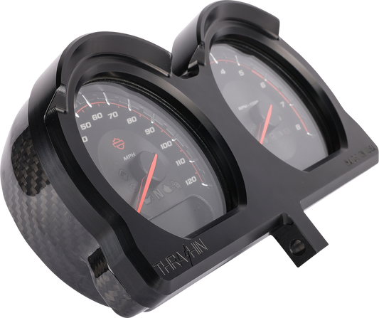 Black gauge relocation kit by THRASHIN SUPPLY CO. with mounting hardware and instructions, part number TSC-2707-1.