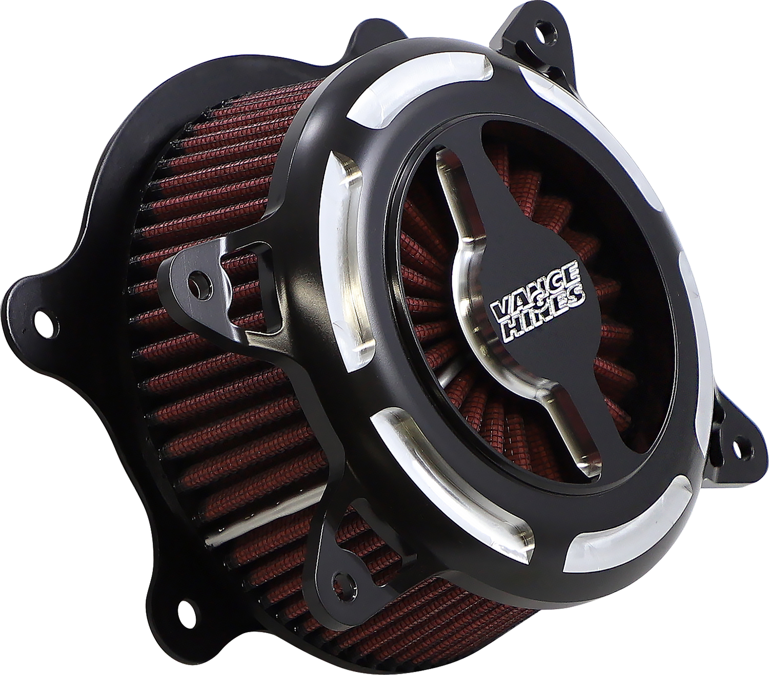 Vance & Hines VO2 Blade Air Intake in black for V-Twin engines, featuring a sleek, contrast finish and modern design.