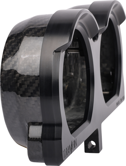 Black gauge relocation kit by THRASHIN SUPPLY CO. featuring metal brackets and hardware for automotive gauge installation.