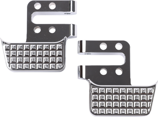 Chrome Apex Floorboard Tail Extension for THRASHIN SUPPLY CO. vehicle, showing sleek metal finish and mounting features.