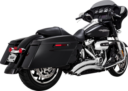 VANCE & HINES Big Radius exhaust system with chrome finish, featuring dual pipes and polished metal for motorcycles.