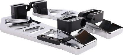 Chrome THRASHIN SUPPLY CO. Apex Floorboard Tail Extension with 1/2-inch lift kit, showing the extended chrome tail piece.