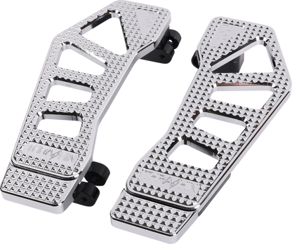 Chrome Apex Floorboard Tail Extension by THRASHIN SUPPLY CO. with sleek, shiny finish, designed for vehicle customization.