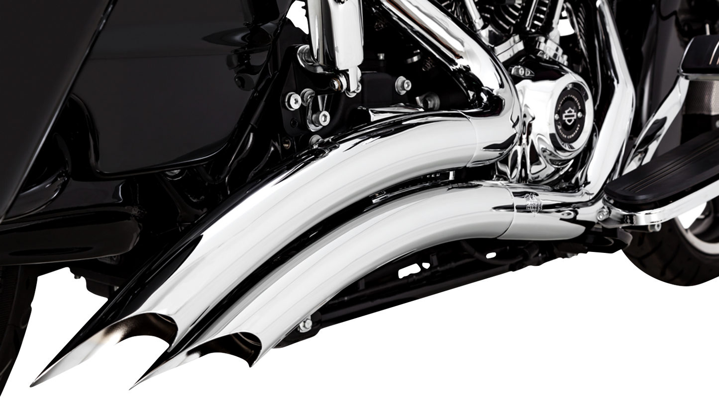 VANCE & HINES Big Radius chrome exhaust system with dual pipes and curved design for motorcycles, part 26373.