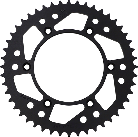 Moose Offroad 48-tooth aluminum rear sprocket for Beta 1211-BET-48-10 motorcycle, with teeth and sprocket design visible.