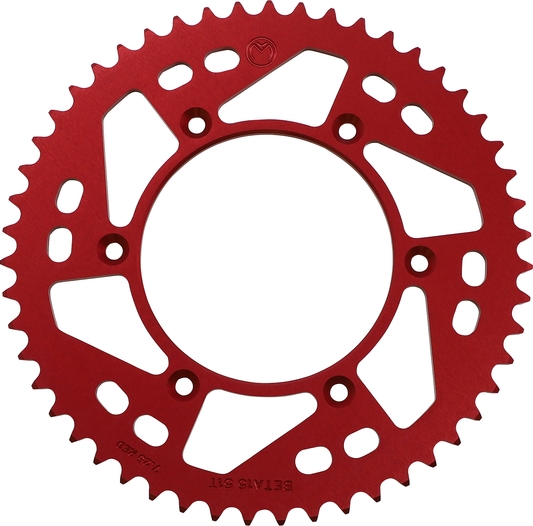 Moose Offroad Beta 1211-BET-51-13 Rear Aluminum Sprocket – 51 Teeth, Red Finish
