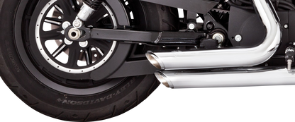 Chrome Vance & Hines Shortshots Staggered Exhaust System for motorcycles, featuring dual pipes and chrome finish.