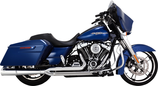 Chrome Vance & Hines Pro Pipe exhaust system with PCX™ technology for motorcycles, featuring sleek chrome finish and polished details.