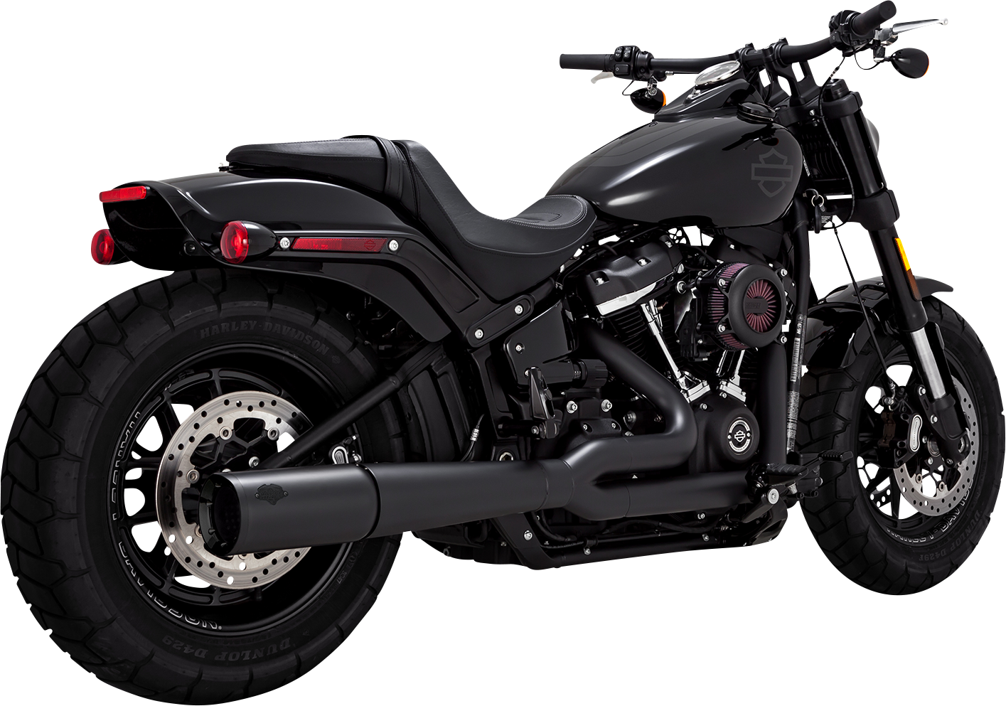 VANCE & HINES Pro Pipe exhaust system in black installed on motorcycle, showcasing sleek design and durable construction.