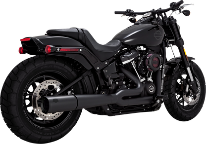 VANCE & HINES Pro Pipe exhaust system in black installed on motorcycle, showcasing sleek design and durable construction.