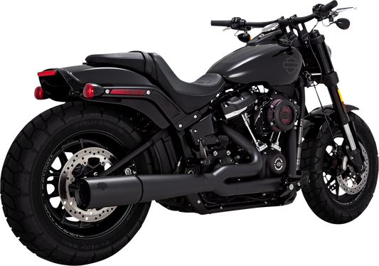 VANCE & HINES Pro Pipe exhaust system in black installed on motorcycle, showcasing sleek design and durable construction.