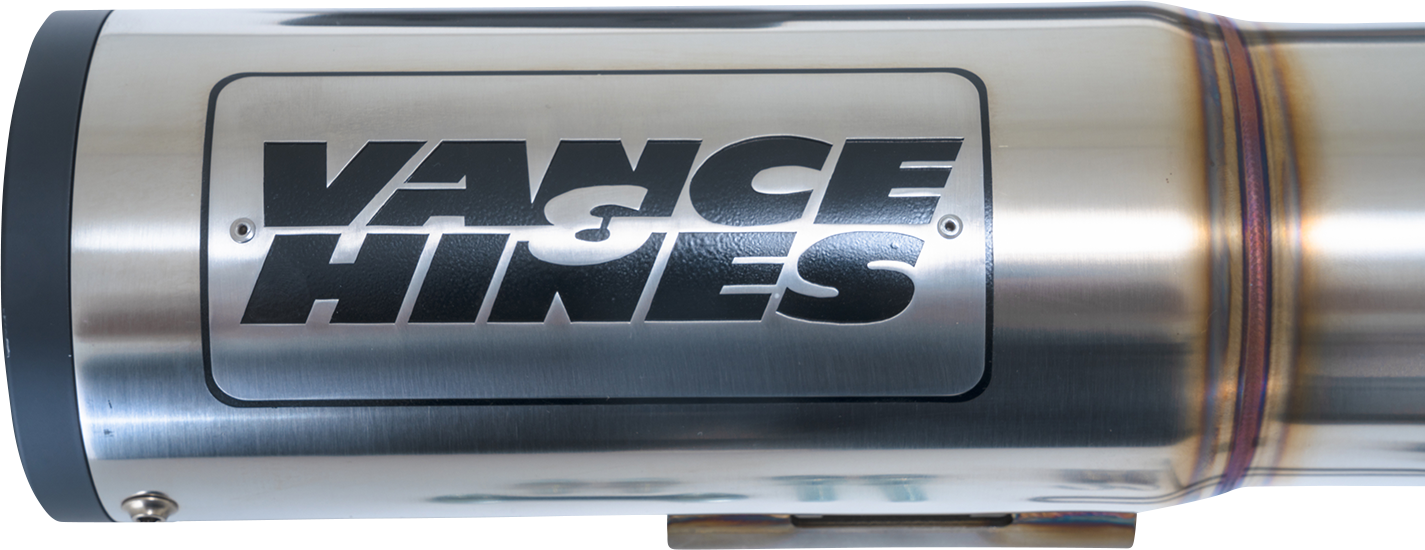 VANCE & HINES Hi-Output RR motorcycle exhaust system with chrome finish and dual mufflers, part number 27321.
