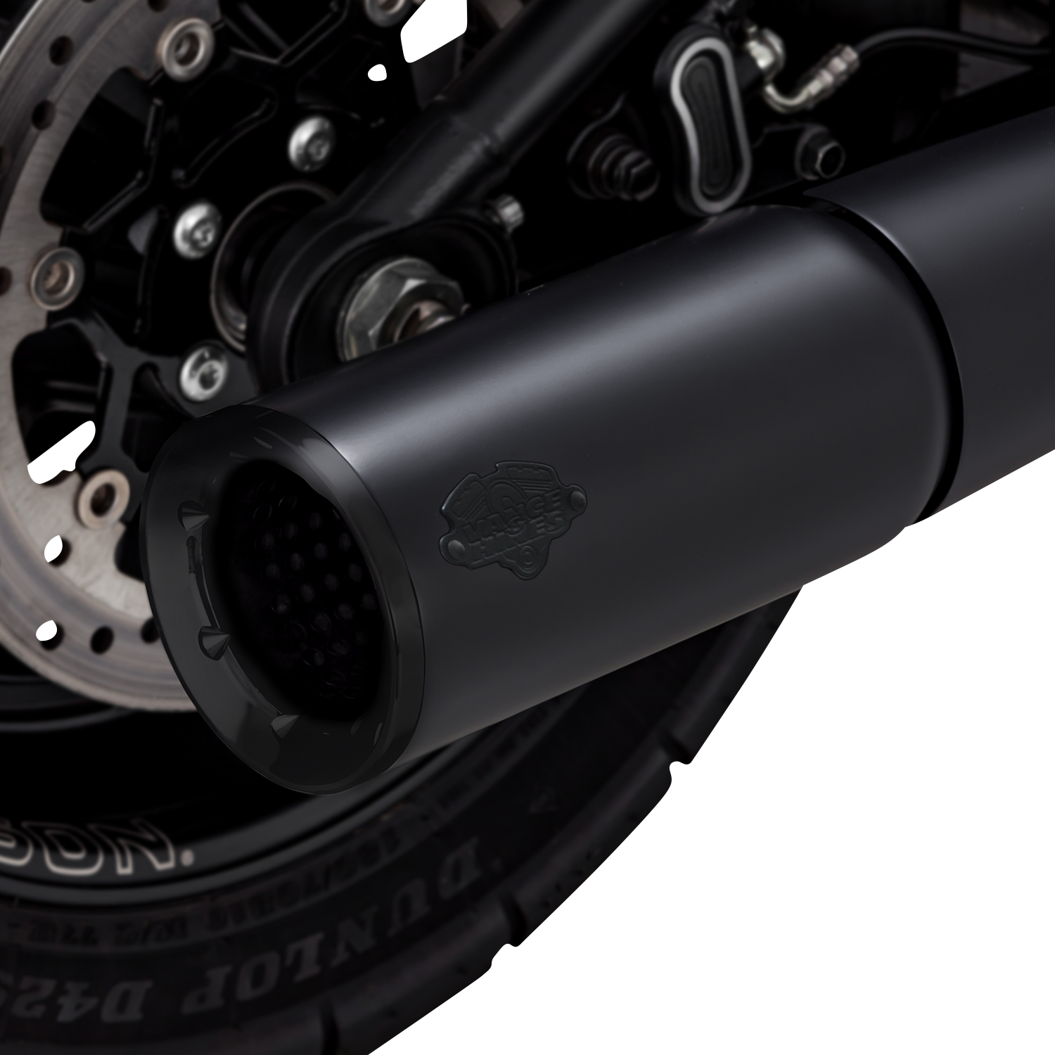 Vance & Hines Pro Pipe exhaust system in black mounted on motorcycle with sleek design and chrome accents.