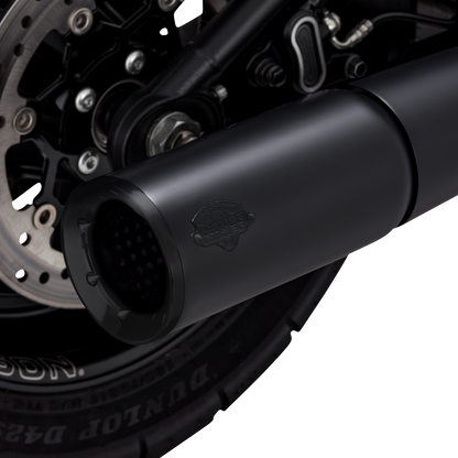 Vance & Hines Pro Pipe exhaust system in black mounted on motorcycle with sleek design and chrome accents.