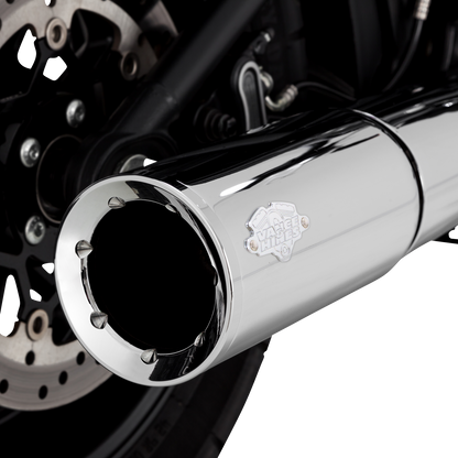 Chrome Vance & Hines Pro Pipe exhaust system for motorcycles, featuring polished chrome finish and dual exhaust pipes.