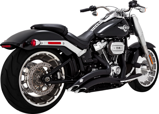VANCE & HINES Big Radius exhaust system in black with curved pipes and chrome tips, designed for motorcycle performance.