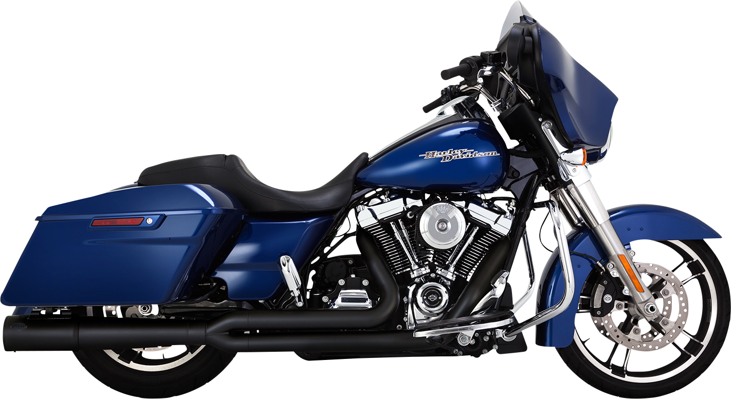 Vance & Hines Pro Pipe exhaust system with PCX Technology in black, featuring sleek design and dual exhaust pipes.