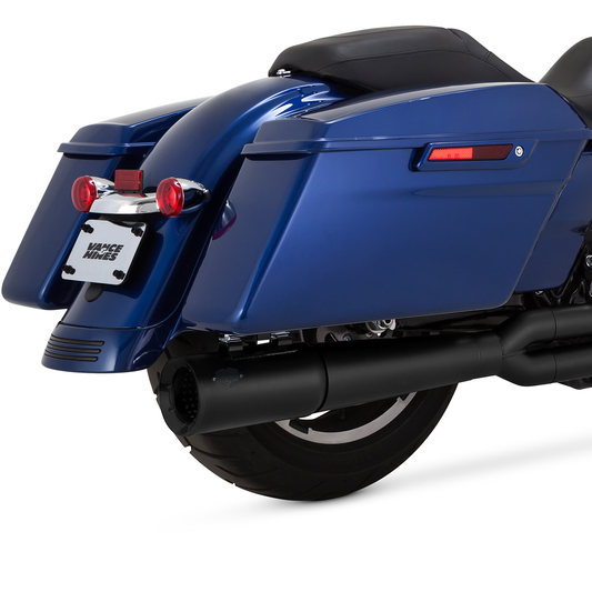 Vance & Hines Pro Pipe exhaust system with PCX™ technology in black, showcasing sleek motorcycle exhaust components and branding.