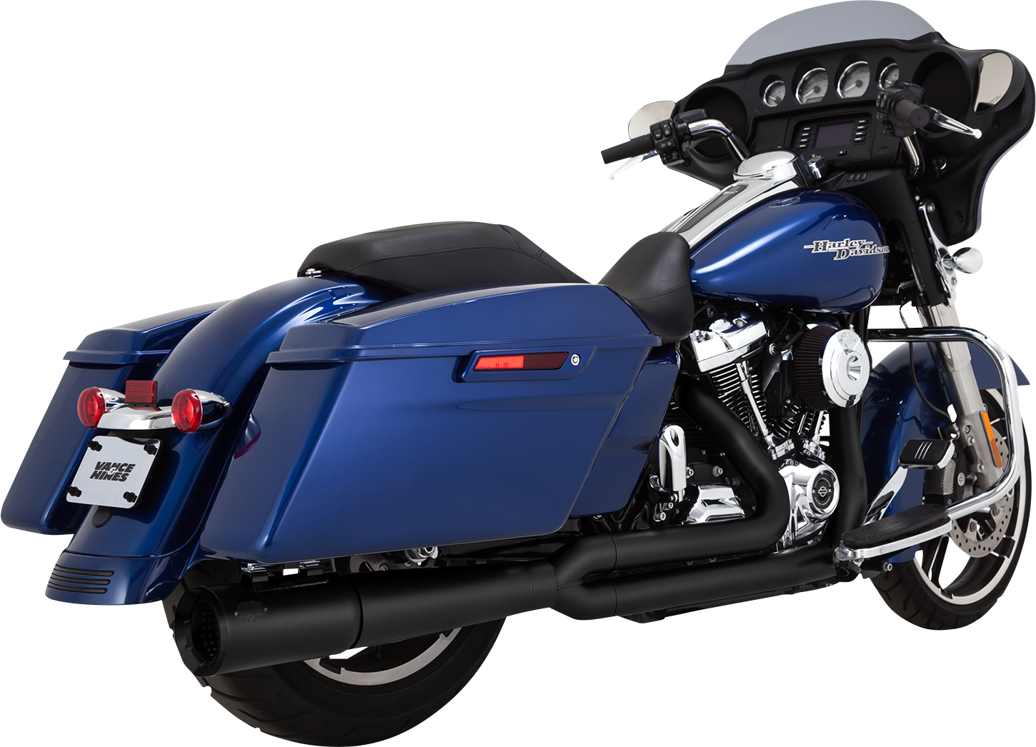 Black Vance & Hines Pro Pipe exhaust system with PCX™ technology, featuring sleek design and chrome accents.